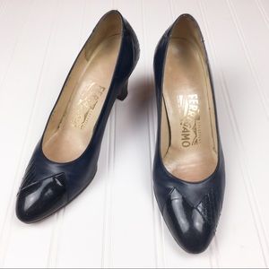 Salvatore Ferragamo Blue Multi-Texture Heels